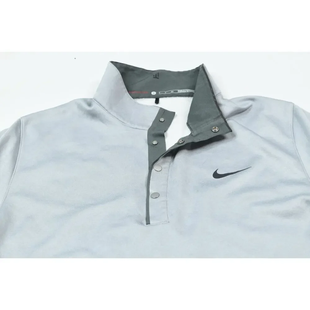 Nike Tiger Woods Snap Pullover Sweater Mens Small Gray Long Sleeve Fleece Golf